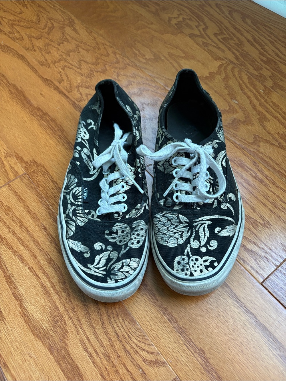 Vans Black Canvas Low-Top Sneakers with Cream Floral Print